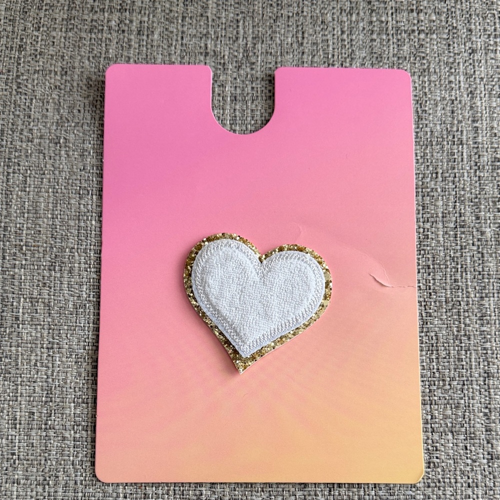 Gold and White Heart Patch